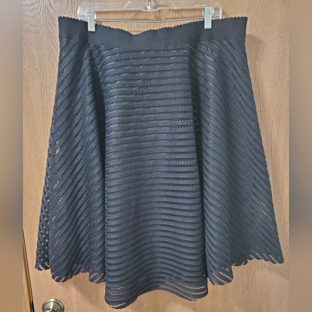 New Look Curves Mesh Stripe Midi Skater Skirt size 20